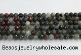 COJ485 15.5 inches 8mm faceted round blood jasper beads wholesale