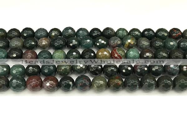 COJ501 15 inches 8mm faceted round Indian bloodstone jasper beads