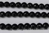 CON14 15.5 inches 7mm faceted round black onyx gemstone beads