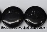 CON47 15.5 inches 25mm flat round black onyx gemstone beads