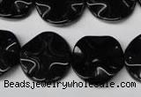 CON95 15.5 inches 19mm wavy coin black onyx gemstone beads