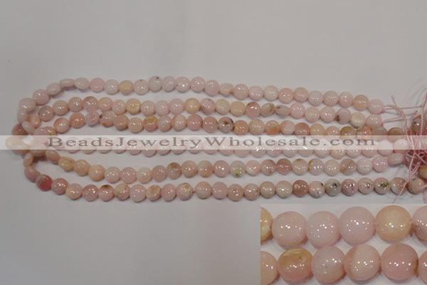 COP1011 15.5 inches 8mm flat round natural pink opal gemstone beads