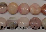 COP1015 15.5 inches 14mm flat round natural pink opal gemstone beads