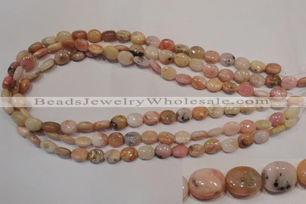 COP1021 15.5 inches 8*10mm oval natural pink opal gemstone beads