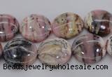 COP1260 15.5 inches 10mm flat round natural pink opal gemstone beads