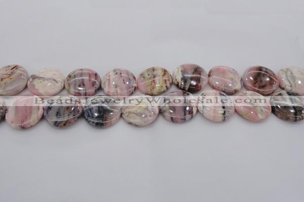 COP1262 15.5 inches 14mm flat round natural pink opal gemstone beads