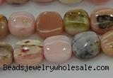 COP1298 15.5 inches 10*10mm square natural pink opal beads