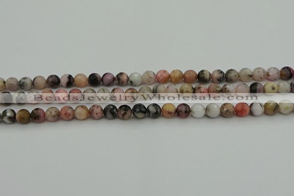 COP1412 15.5 inches 8mm faceted round natural pink opal gemstone beads