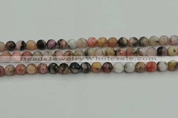 COP1414 15.5 inches 12mm faceted round natural pink opal gemstone beads