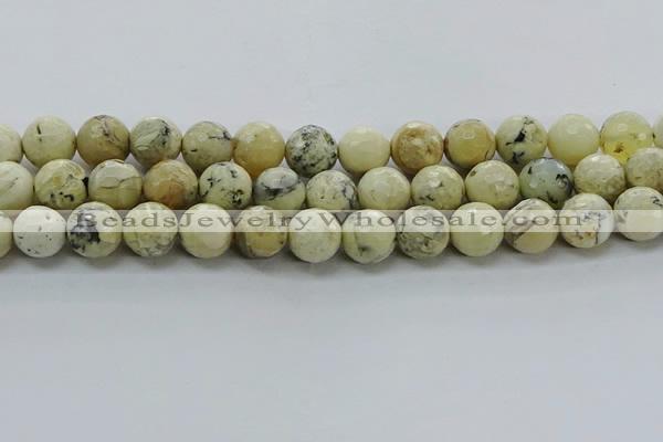 COP1474 15.5 inches 12mm faceted round African opal gemstone beads