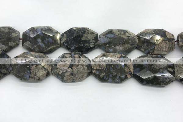 COP1552 30*40mm - 35*45mm faceted octagonal grey opal beads