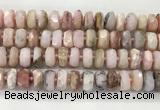 COP1554 15.5 inches 6*13mm - 8*14mm faceted tyre natural pink opal beads