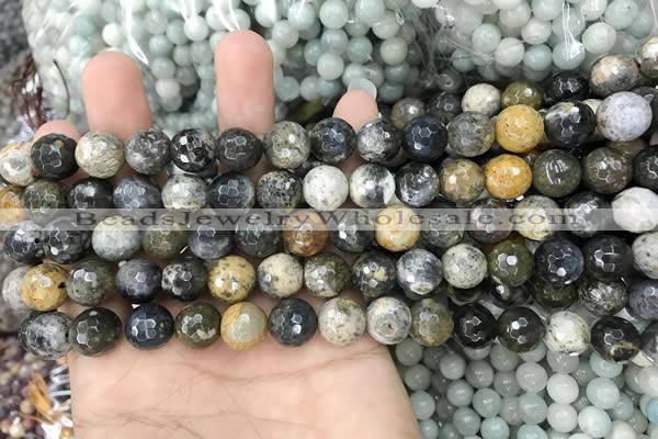 COP1609 15.5 inches 6mm faceted round moss opal beads