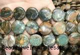 COP1648 15.5 inches 20mm flat round green opal gemstone beads