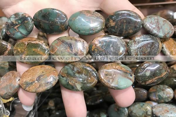 COP1655 15.5 inches 18*25mm oval green opal gemstone beads