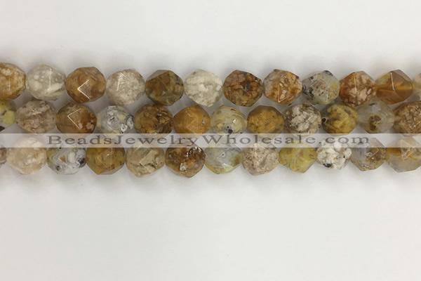 COP1678 15.5 inches 12mm faceted nuggets yellow opal gemstone beads