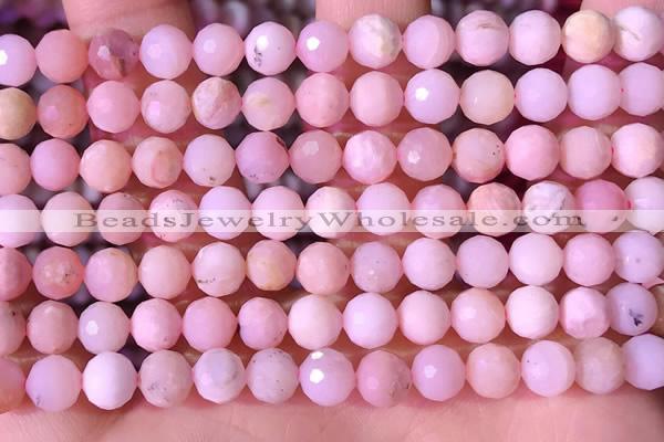 COP1743 15.5 inches 6mm - 7mm faceted round natural pink opal beads