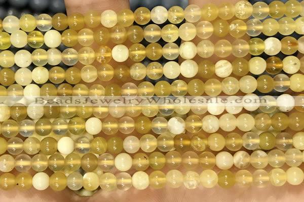 COP1758 15.5 inches 4mm round yellow opal beads wholesale