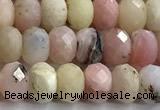 COP1854 15 inches 4*6mm faceted rondelle pink opal beads