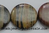 COP215 15.5 inches 30mm flat round natural brown opal gemstone beads