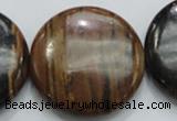 COP216 15.5 inches 35mm flat round natural brown opal gemstone beads