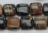 COP244 15.5 inches 14*14mm square natural brown opal gemstone beads