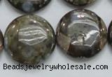 COP252 15.5 inches 25mm flat round natural grey opal gemstone beads