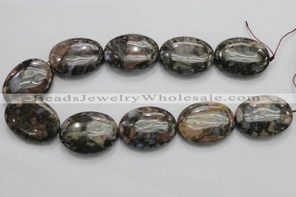 COP259 15.5 inches 30*40mm oval natural grey opal gemstone beads