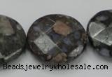 COP279 15.5 inches 30mm faceted round natural grey opal gemstone beads