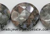 COP280 15.5 inches 35mm faceted round natural grey opal gemstone beads