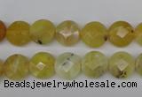 COP345 15.5 inches 10mm faceted coin yellow opal gemstone beads