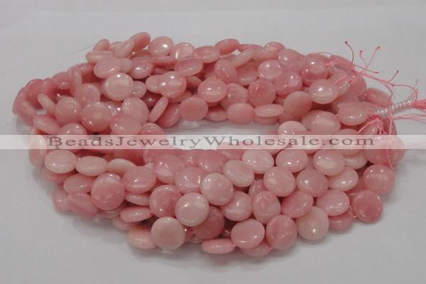 COP415 15.5 inches 15mm flat round Chinese pink opal gemstone beads