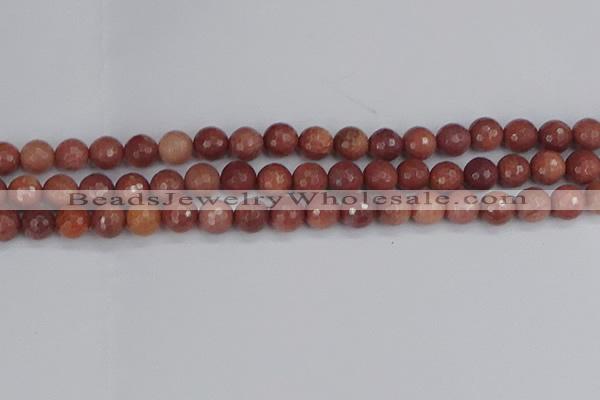 COP443 15.5 inches 8mm faceted round African blood jasper beads