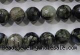 COP463 15.5 inches 10mm faceted round natural grey opal gemstone beads