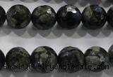 COP464 15.5 inches 12mm faceted round natural grey opal gemstone beads