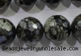 COP467 15.5 inches 18mm faceted round natural grey opal gemstone beads