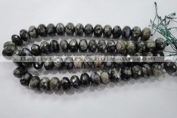 COP478 15.5 inches 13*18mm faceted rondelle natural grey opal beads