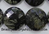 COP484 15.5 inches 25mm faceted coin natural grey opal beads