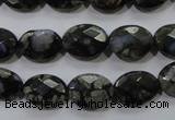 COP486 15.5 inches 10*14mm faceted oval natural grey opal beads