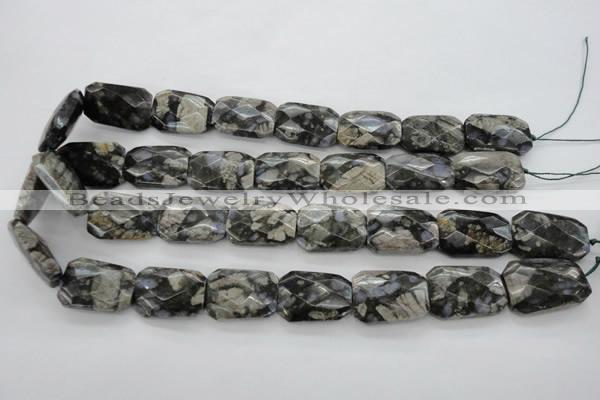 COP492 18*25mm faceted & twisted rectangle natural grey opal beads