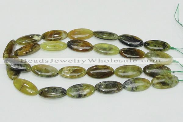 COP554 15.5 inches 15*30mm oval yellow & green natural opal beads