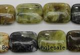 COP569 15.5 inches 15*20mm rectangle natural yellow & green opal beads