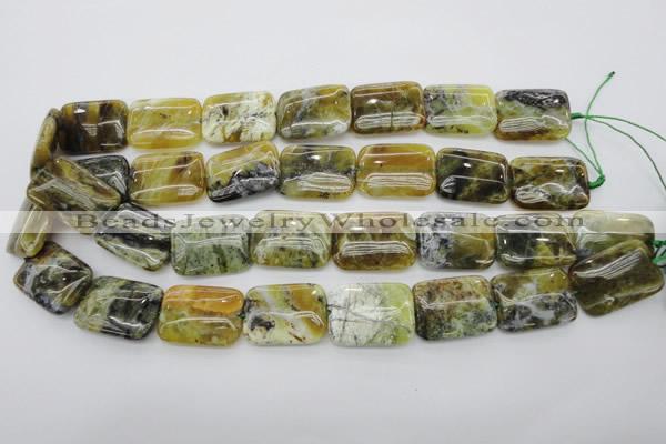 COP570 15.5 inches 18*25mm rectangle natural yellow & green opal beads