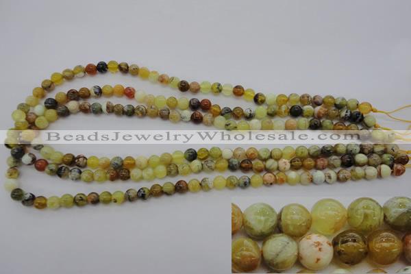 COP587 15.5 inches 6mm round natural yellow & green opal beads