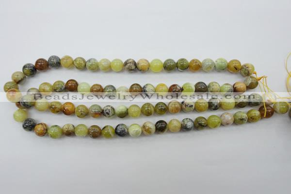 COP589 15.5 inches 10mm round natural yellow & green opal beads