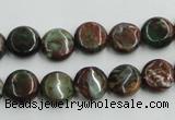 COP602 15.5 inches 10mm flat round green opal gemstone beads