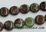 COP603 15.5 inches 12mm flat round green opal gemstone beads