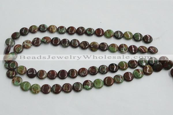 COP603 15.5 inches 12mm flat round green opal gemstone beads