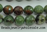 COP663 15.5 inches 10mm faceted round green opal gemstone beads