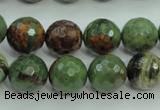 COP665 15.5 inches 14mm faceted round green opal gemstone beads